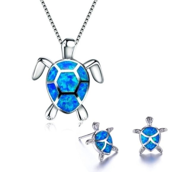 Ladies Sea Turtle Necklace and Earrings Set - Picture 1 of 2